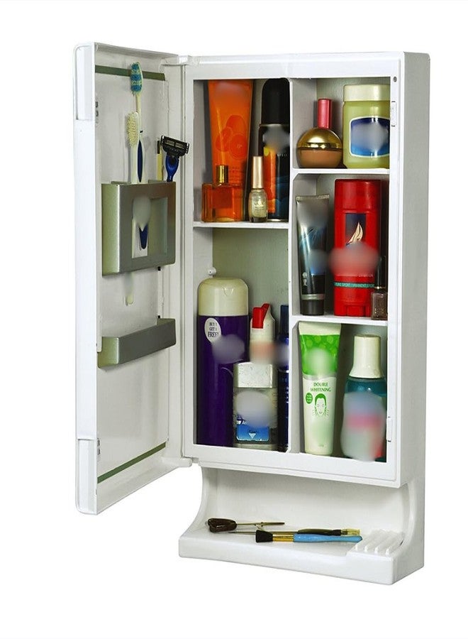 BRANCO New Look Mirror Cabinet | Bathroom Mirror Cabinet | Makeup Accessories Organizer | Strong And Heavy | Corner Cabinet With Mirror | Plastic | Ivory - Image 2